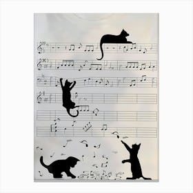 Cats On Music Sheet Canvas Print