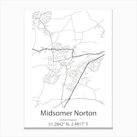 Midsomer Norton,United Kingdom Minimalist Map Canvas Print