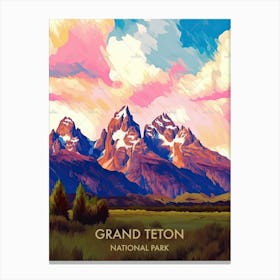 Grand Teton National Park Travel Poster Illustration Style Canvas Print
