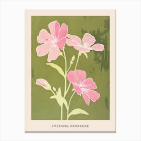 Pink & Green Evening Primrose 2 Flower Poster Canvas Print