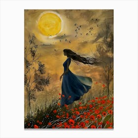 Girl In A Field Of Poppies Canvas Print