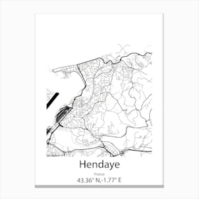 Hendaye,France Minimalist Map Canvas Print