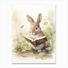 Bunny Reading Rabbit Prints Watercolour 8 Canvas Print