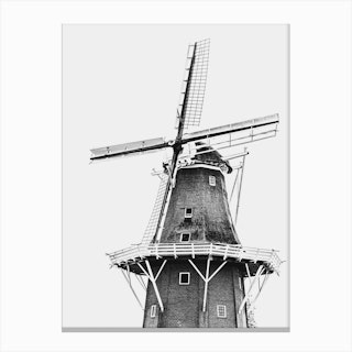 Dutch Windmill On White Background Canvas Print
