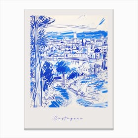 Cartagena Spain Mediterranean Blue Drawing Poster Canvas Print