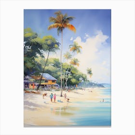 A Painting Of Seven Mile Beach, Negril Jamaica 2 Canvas Print