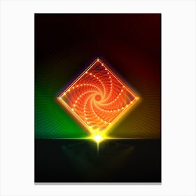 Neon Geometric Glyph in Watermelon Green and Red on Black n.0465 Canvas Print