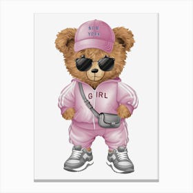 New York Girl Teddy Bear.Cool-Bear-Doll-Sublimation-Bundle Canvas Print