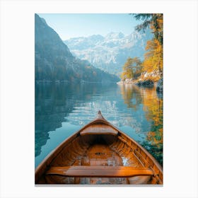 Canoe On The Lake Canvas Print