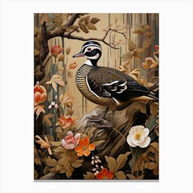 Dark And Moody Botanical Wood Duck Canvas Print