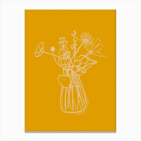 Flowers And Leaves In Yellow Canvas Print
