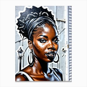 Graffiti Mural Of Beautiful Black Woman 345 Canvas Print