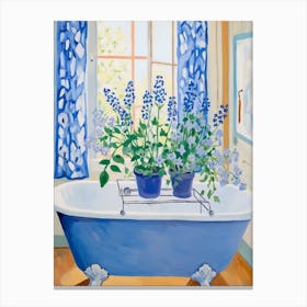 A Bathtube Full Of Forget Me Not In A Bathroom 2 Canvas Print