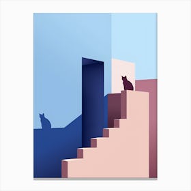 Cat On Stairs Canvas Print