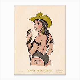 Rebel Romantics Watch Your Tongue Cowgirl Canvas Print