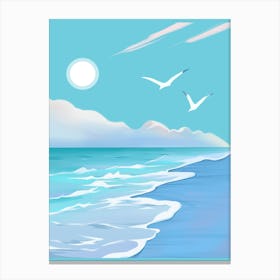 Seagulls On The Beach watercoloring Canvas Print