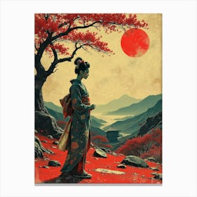 Geisha By A Tree Canvas Print