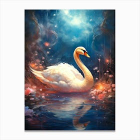 Swan In Water Canvas Print