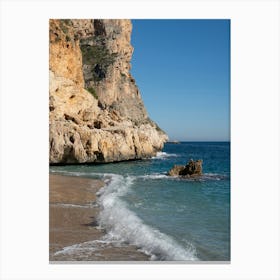 Cliffs and waves on the Mediterranean coast Canvas Print