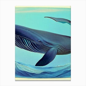 Beluga Whale Retro Illustration Canvas Print