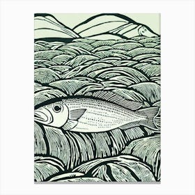 Herring Linocut Canvas Print