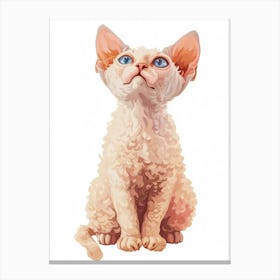 Devon Rex Cat Clipart Illustration 3 Canvas Print