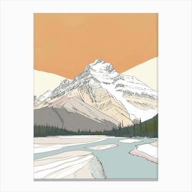 Mount Robson Canada Color Line Drawing (3) Canvas Print