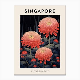 Singapore Botanical Flower Market Poster Canvas Print