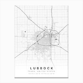 Lubbock Texas USA White Map Canvas Print