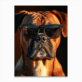 Boxer Close Up Bold And Edgy In Black Sunglasses Generated with AI 1 Canvas Print