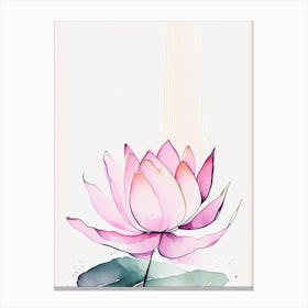 Pink Lotus Minimal Watercolour 1 Canvas Print