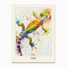Gecko Colourful Watercolour 3 Poster Canvas Print