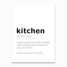 Kitchen Definition Poster - Dictionary Canvas Print