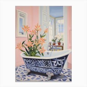 A Bathtube Full Lily In A Bathroom 4 Canvas Print
