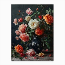 Baroque Floral Still Life Rose 4 Canvas Print