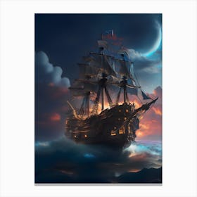 Pirate Ship In The Sky Canvas Print
