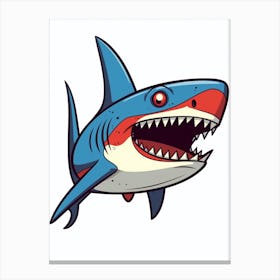 A Blue Shark In A Vintage Cartoon Style 1 Canvas Print