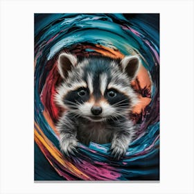 Raccoon In A Swirl Canvas Print