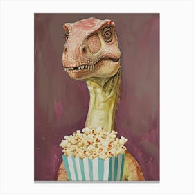 T Rex Dinosaur Eating Popcorn 1 Canvas Print