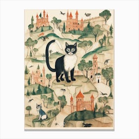 Cats With Medieval Castles Canvas Print