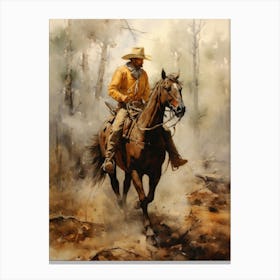 Western Cowboy Painting Vintage Wall Art Canvas Print