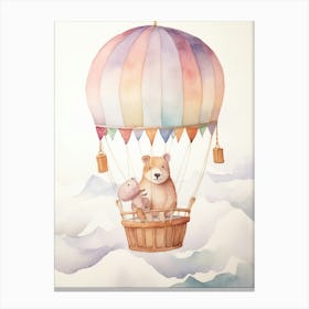 Baby Capybara 4 In A Hot Air Balloon Canvas Print