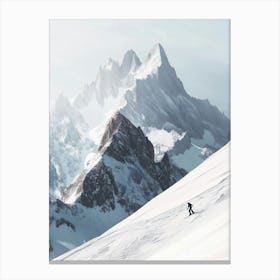 Skier On A Snowy Mountain Canvas Print