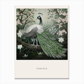 Ohara Koson Inspired Bird Painting Peacock 8 Poster Canvas Print