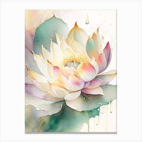 Lotus Flower Pattern Storybook Watercolour 2 Canvas Print