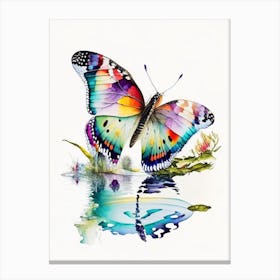 Butterfly On Lake Decoupage 3 Canvas Print