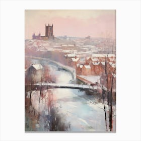 Dreamy Winter Painting Durham United Kingdom 3 Canvas Print