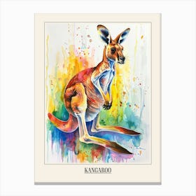 Kangaroo Colourful Watercolour 2 Poster Canvas Print