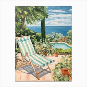 Sun Lounger By The Pool In Otranto Italy 2 Canvas Print