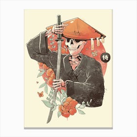 Samurai Skull - Floral Sword Death Gift Canvas Print
